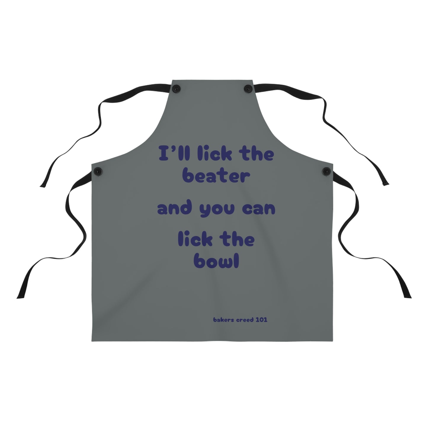 "I'll lick the beater and you can lick the bowl" (blue on dark gray) Apron BB110bldgx