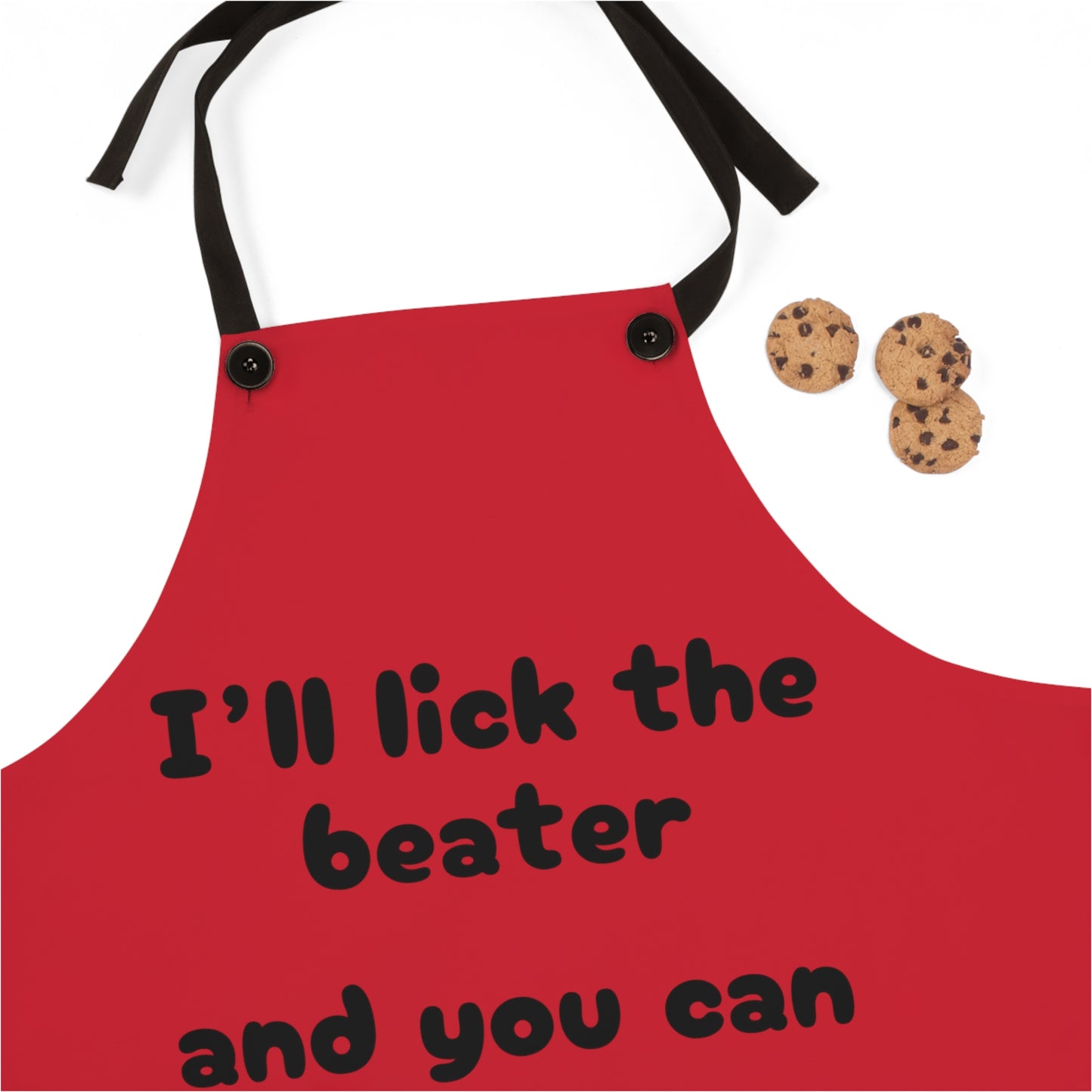 "I'll lick the beater and you can lick the bowl" (black on red) Apron BB100bdr