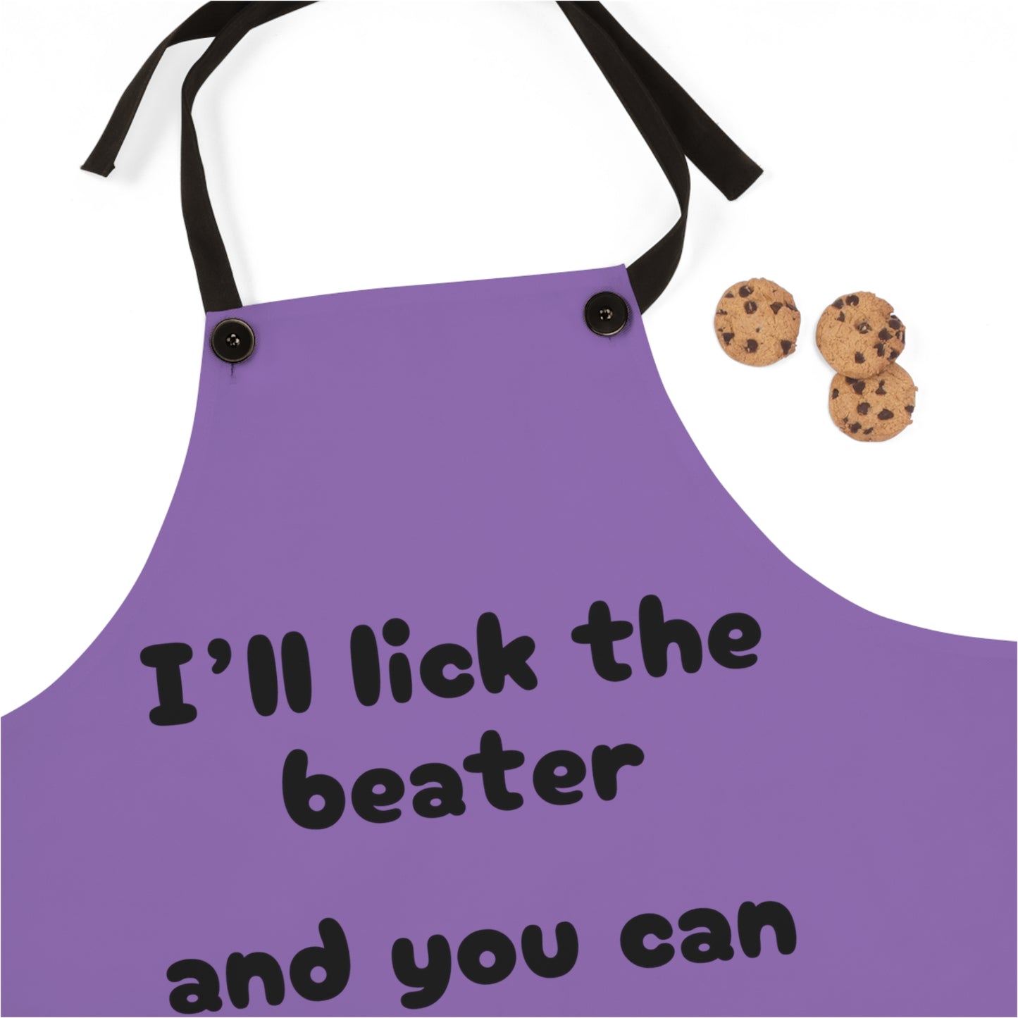 "I'll lick the beater and you can lick the bowl" (black on purple) Apron BB100blp