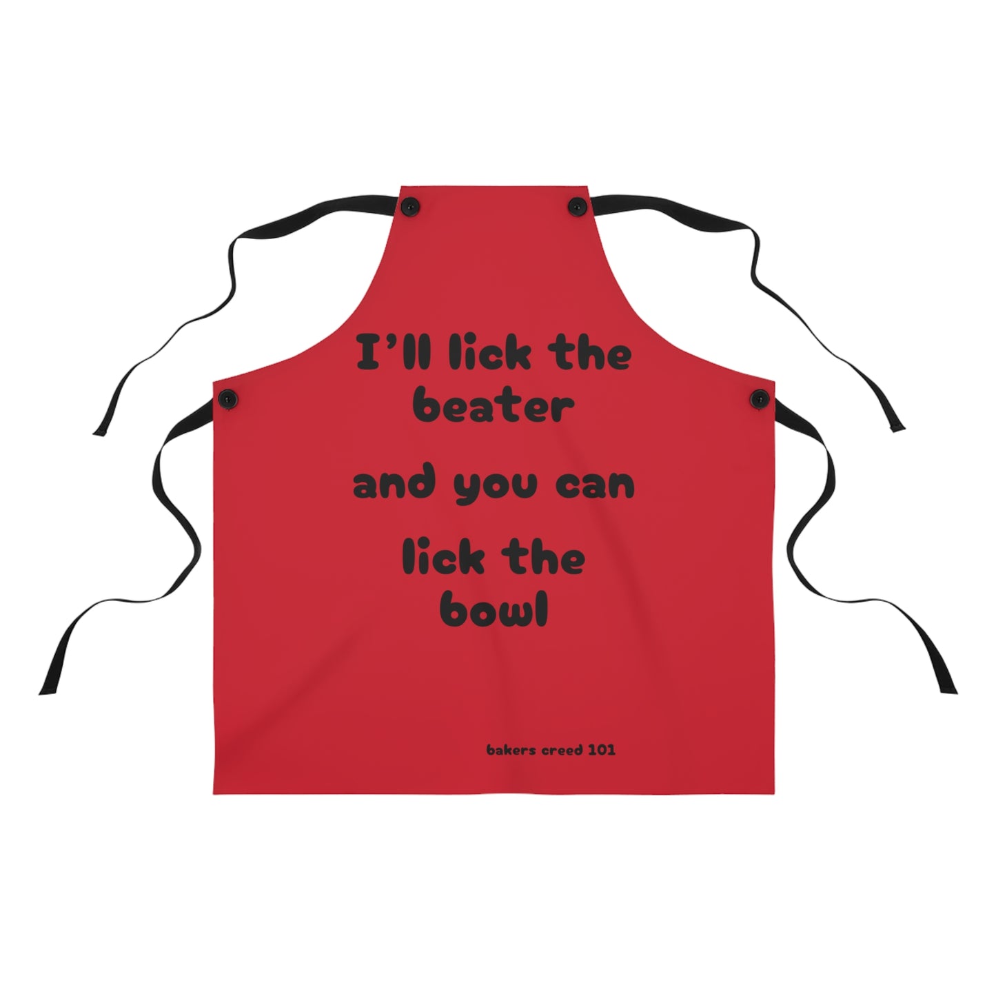 "I'll lick the beater and you can lick the bowl" (black on red) Apron BB100bdr