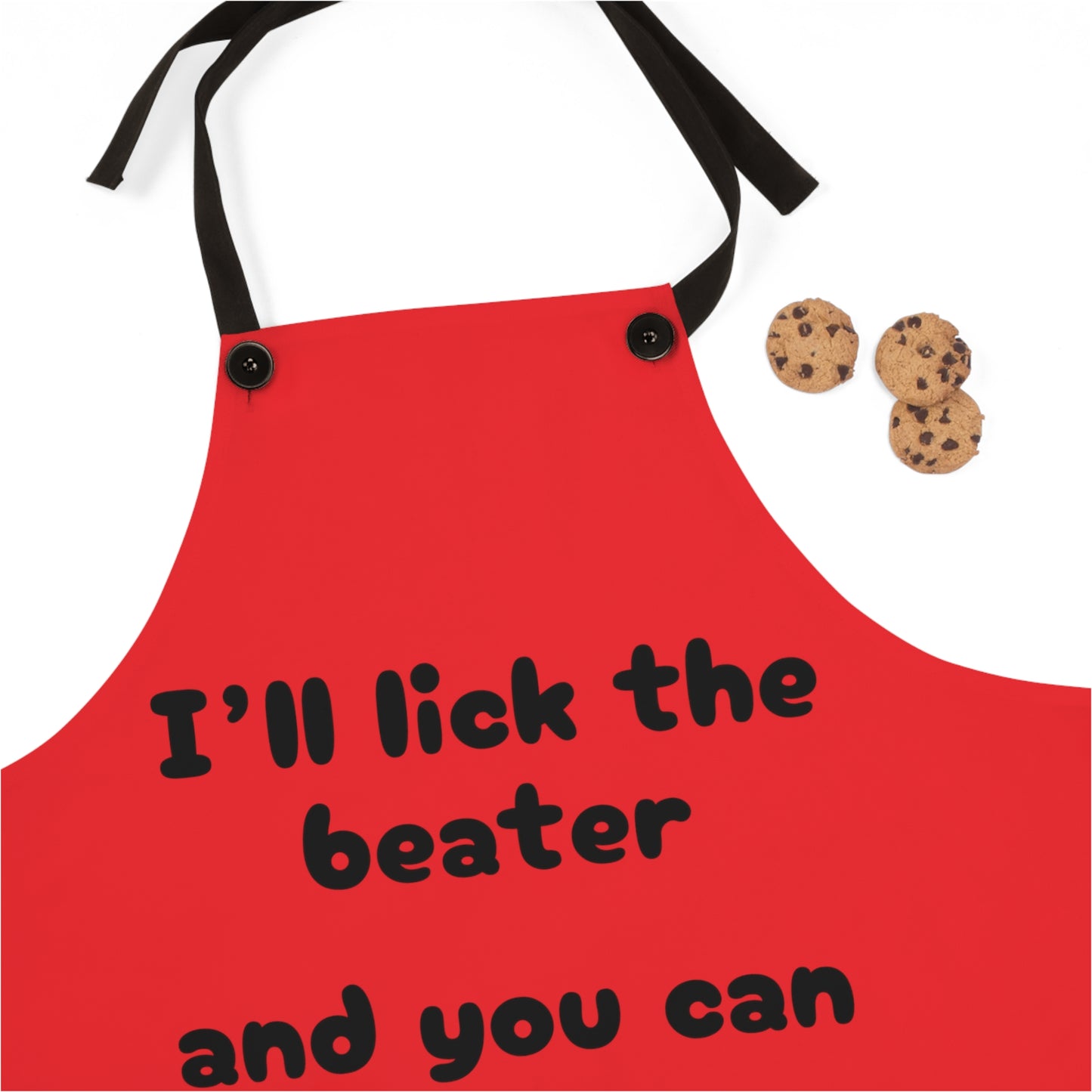 "I'll lick the beater and you can lick the bowl" (black on red) Apron BB100br