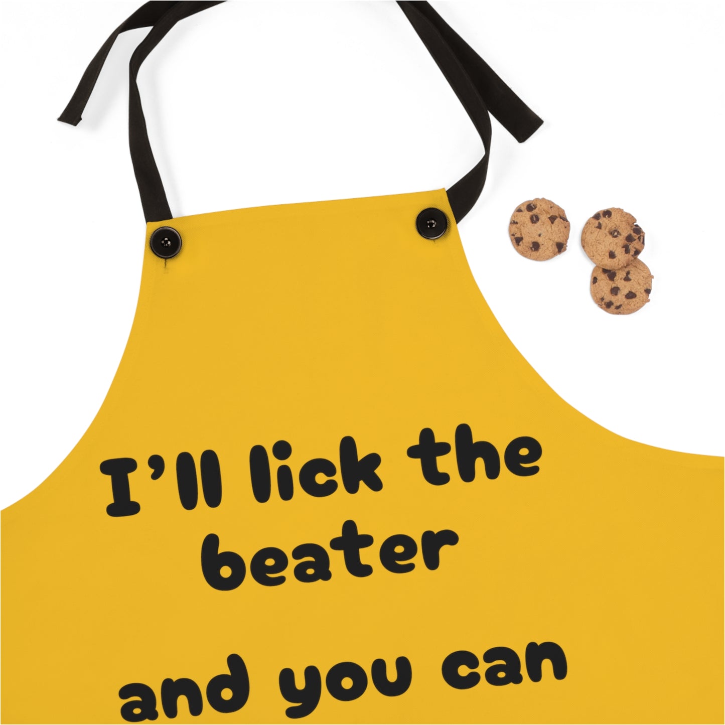 "I'll lick the beater and you can lick the bowl" (black on yellow) Apron BB100by