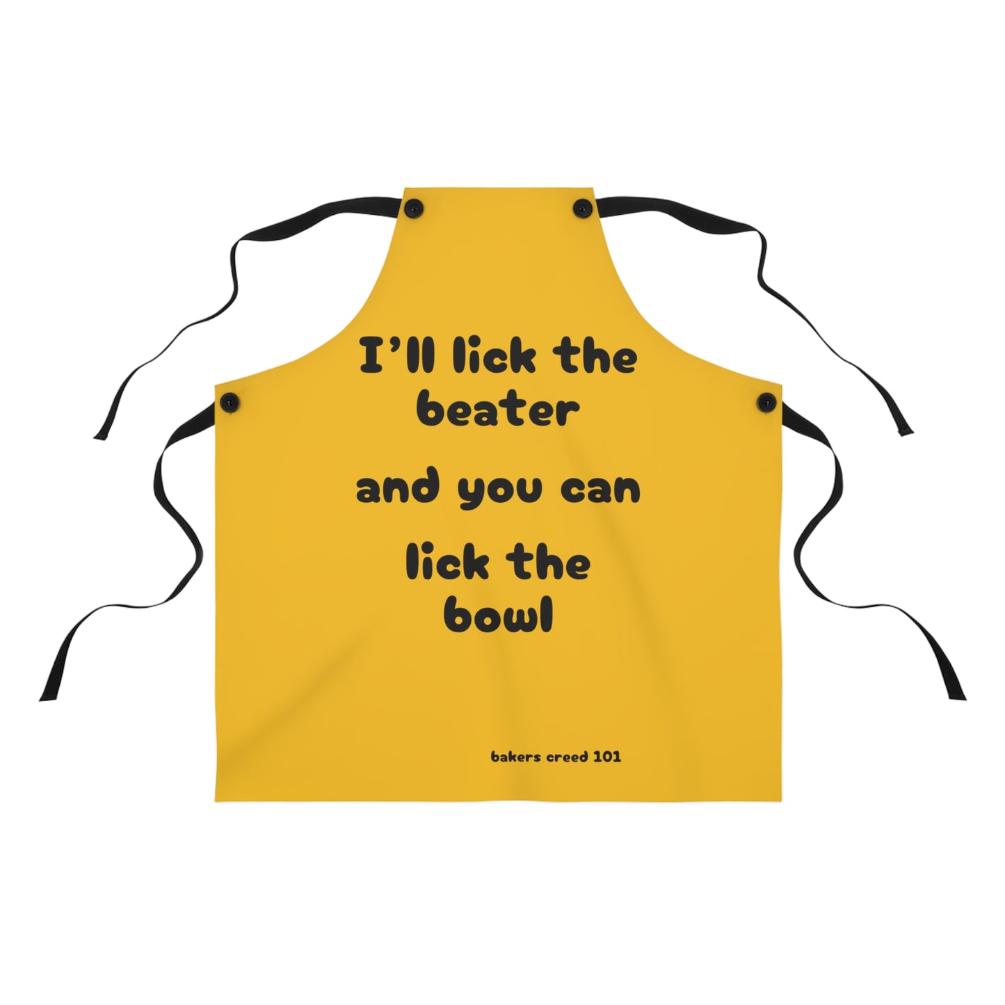 "I'll lick the beater and you can lick the bowl" (black on yellow) Apron BB100by