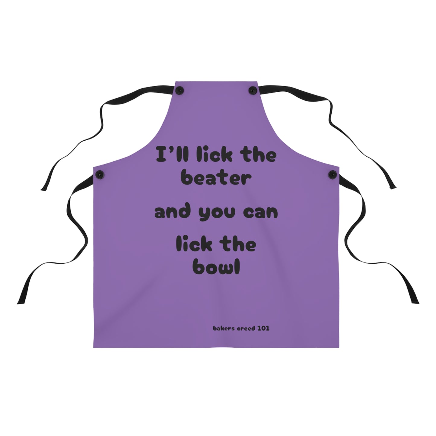 "I'll lick the beater and you can lick the bowl" (black on purple) Apron BB100blp